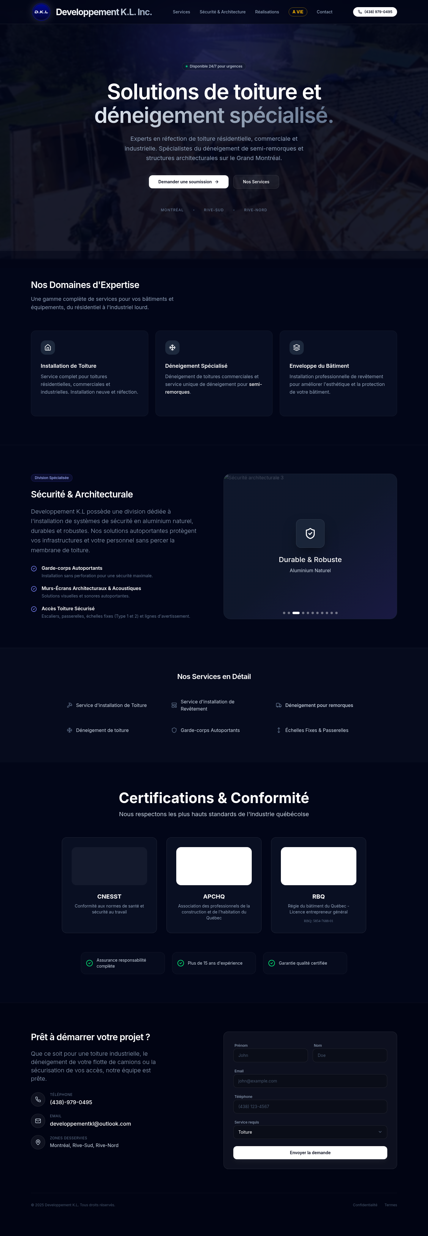Développement K.L. website designed and built by Webugo