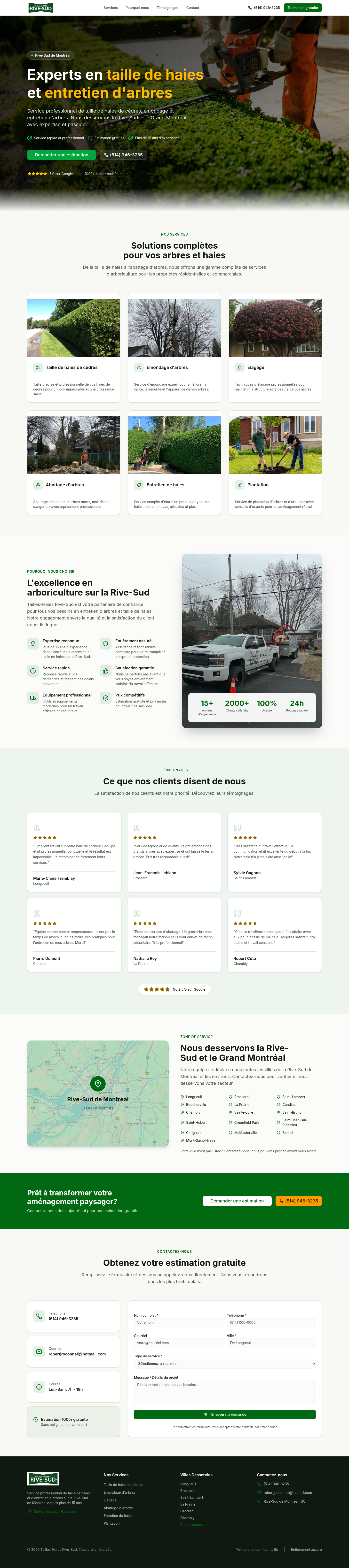 Tailles-Haies Rive-Sud website designed and built by Webugo